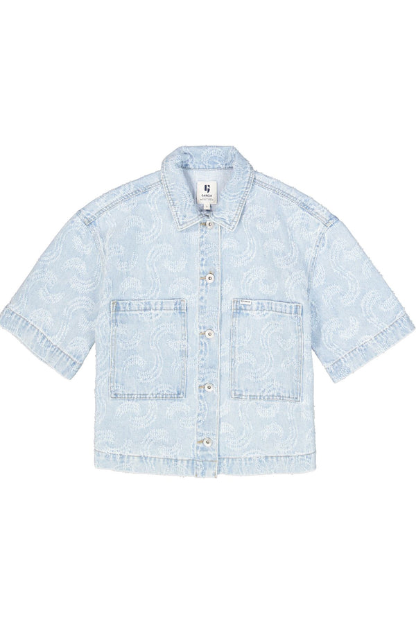 Chemisier en denim Garcia à manches courtes avec motif
