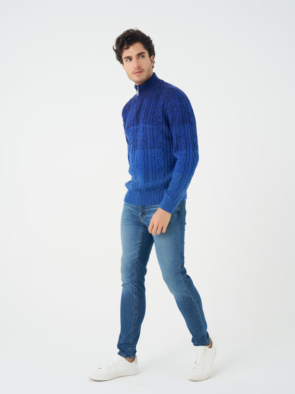 Pull à col montant zippé 1/4 Leo Chevalier Cable Gradient