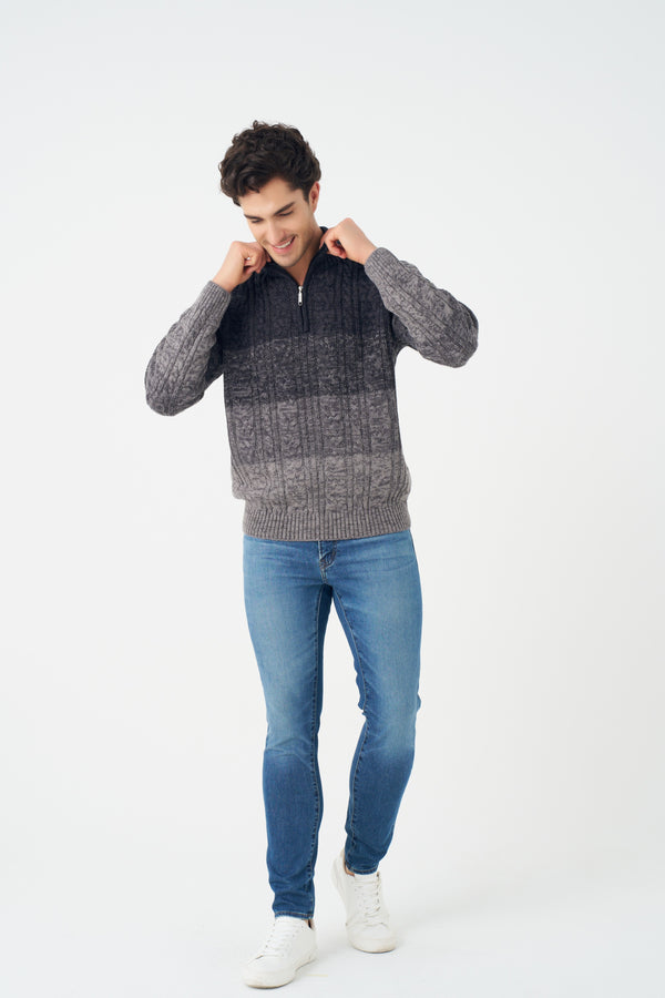 Pull à col montant zippé 1/4 Leo Chevalier Cable Gradient