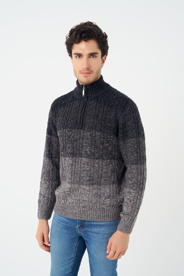 Pull à col montant zippé 1/4 Leo Chevalier Cable Gradient