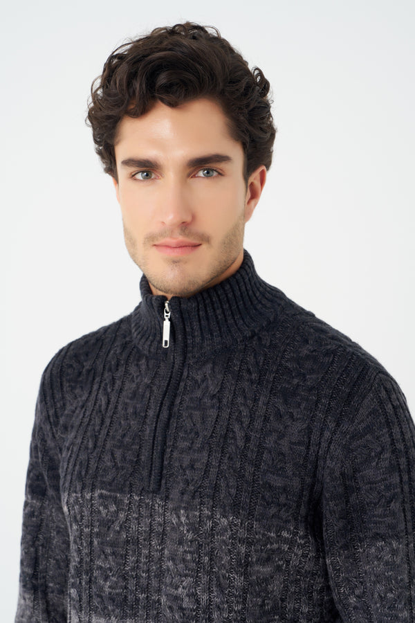 Pull à col montant zippé 1/4 Leo Chevalier Cable Gradient