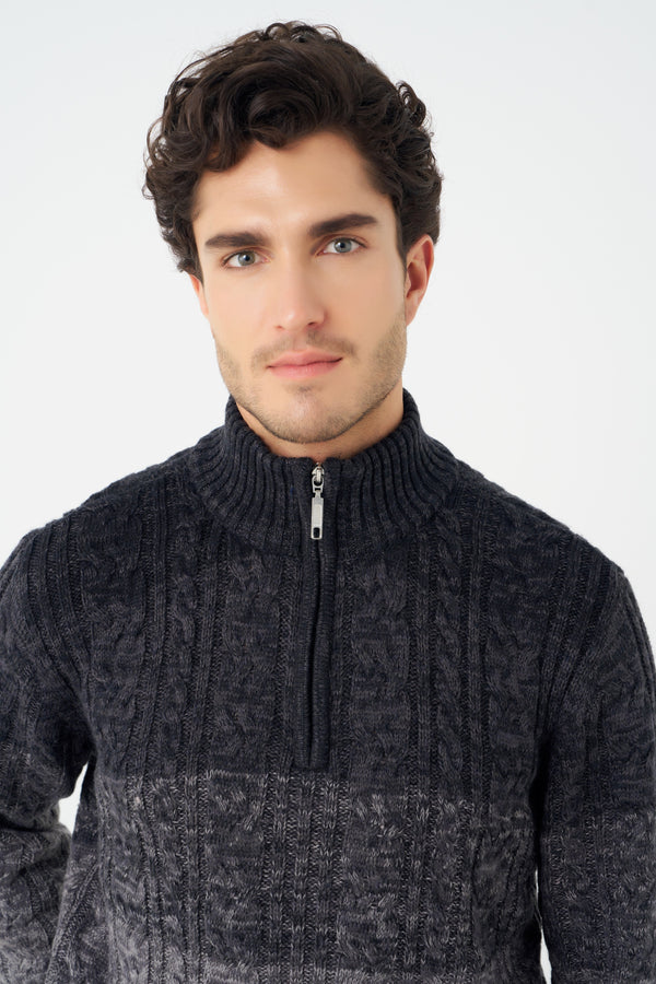 Pull à col montant zippé 1/4 Leo Chevalier Cable Gradient