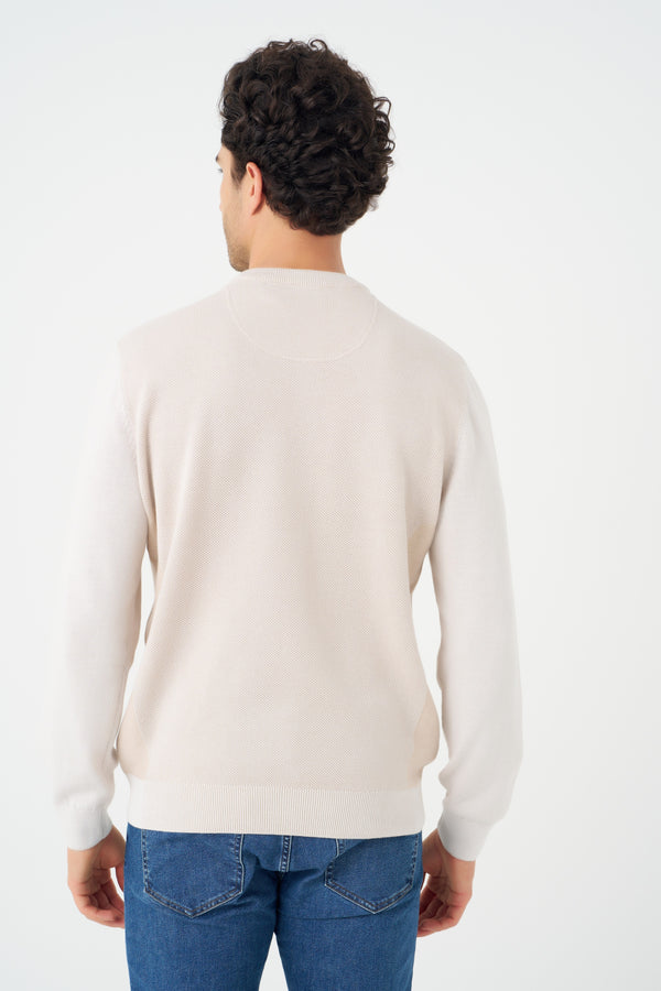 Pull Leo Chevalier bicolore à col rond