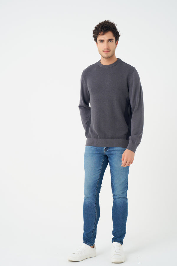 Pull Leo Chevalier bicolore à col rond