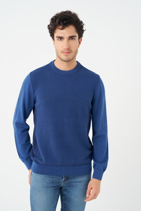 Pull Leo Chevalier bicolore à col rond