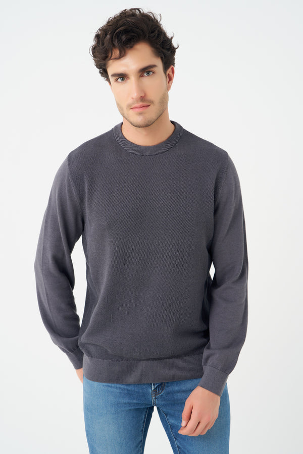 Pull Leo Chevalier bicolore à col rond