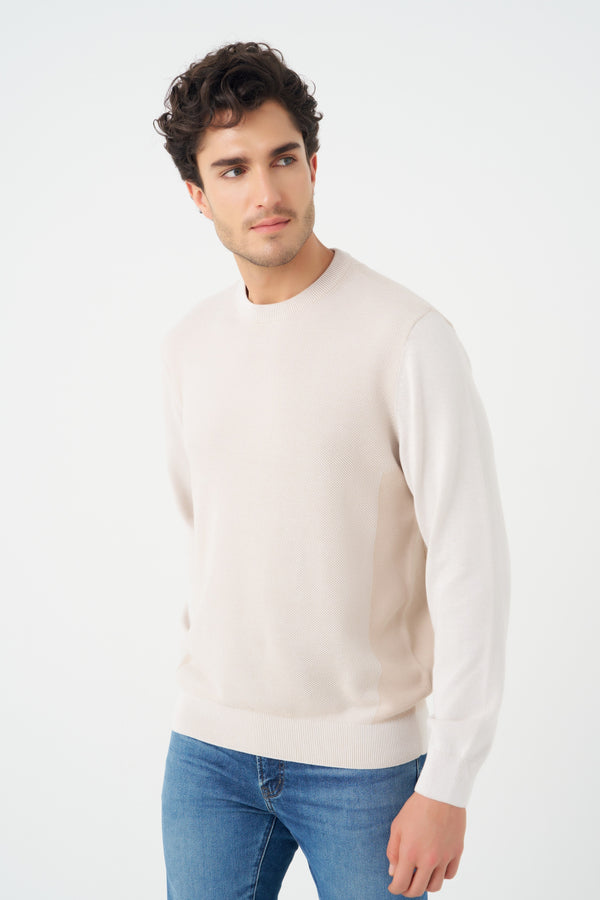 Pull Leo Chevalier bicolore à col rond