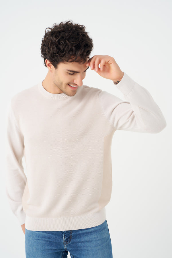 Pull Leo Chevalier bicolore à col rond