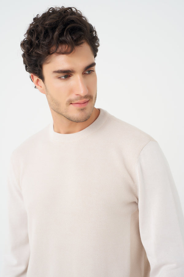 Pull Leo Chevalier bicolore à col rond