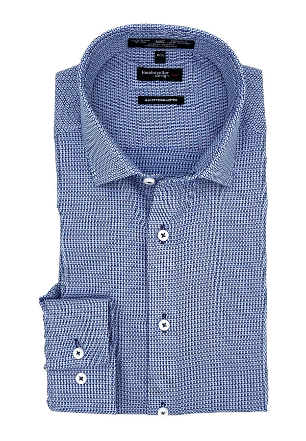 Leo Chevalier Adjusted Fit Blue Dobby Non Iron Dress Shirt
