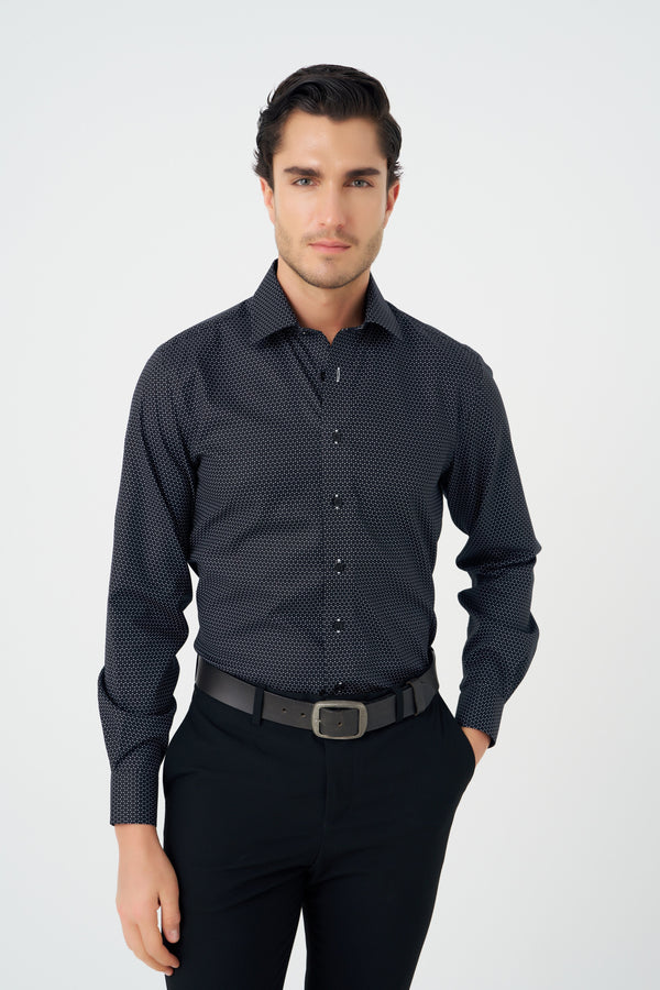 Leo Chevalier Adjusted fit Circle Print Dress Shirt