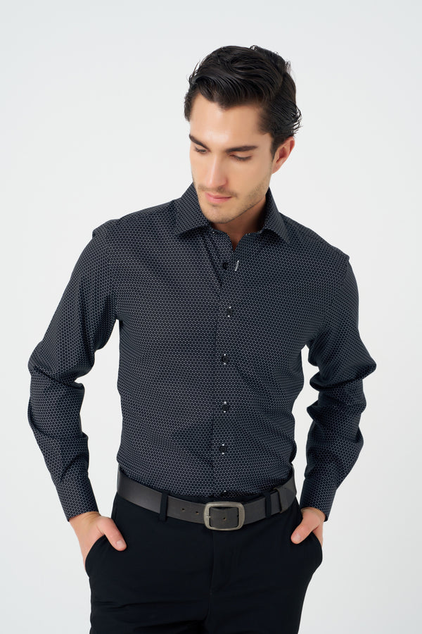 Leo Chevalier Adjusted fit Circle Print Dress Shirt