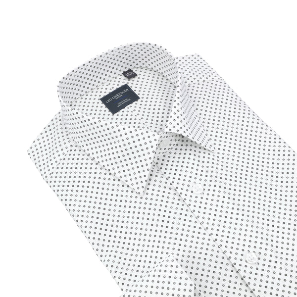 Leo Chevalier Black Dot Printed 100% Cotton Non-Iron Dress Shirt