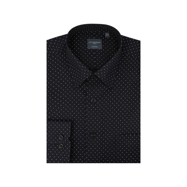Leo Chevalier Non Iron Black with White Dots Dress Shirt