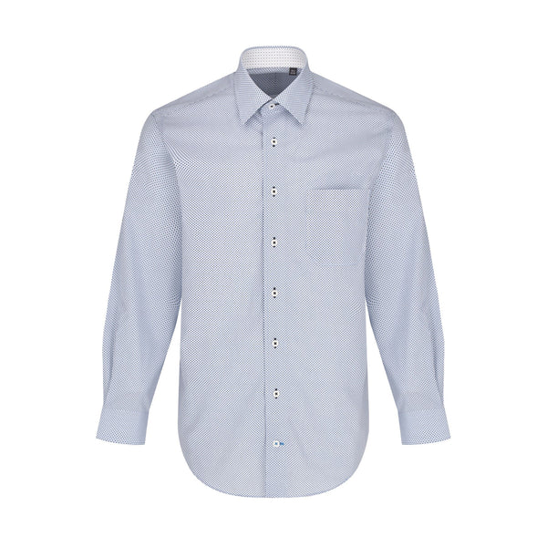 Leo Chevalier 100% Cotton Navy Dot Print Non-Iron Dress Shirt