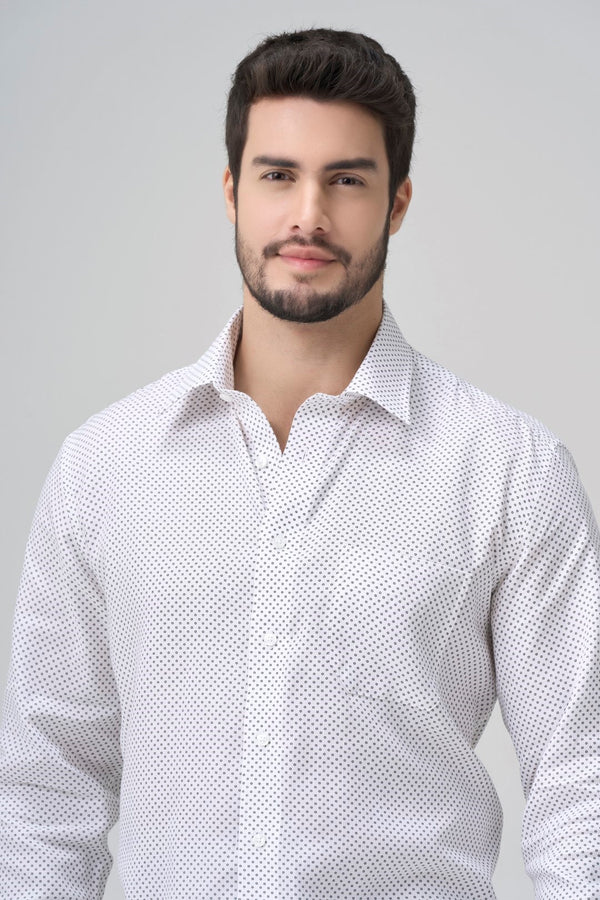 Leo Chevalier Black Dot Printed 100% Cotton Non-Iron Dress Shirt