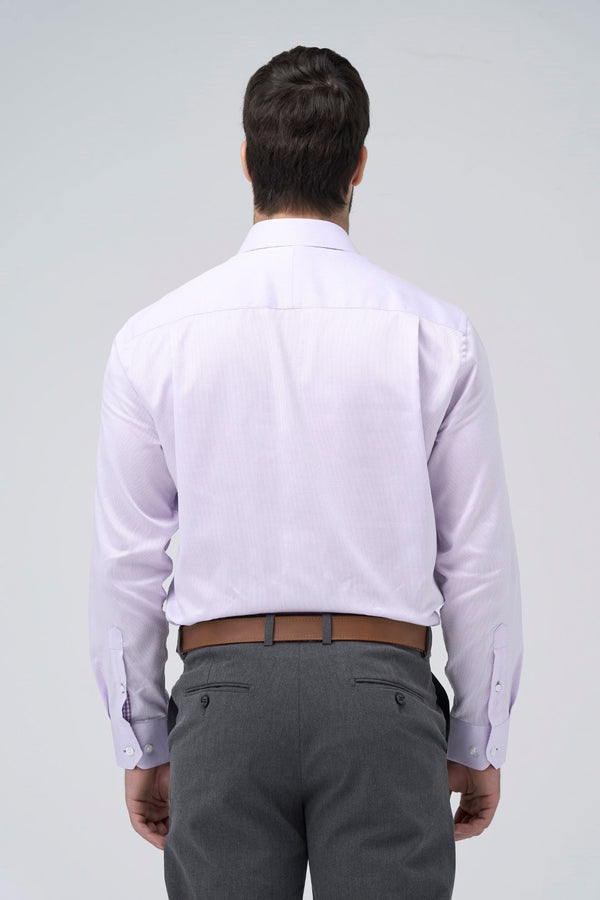 Chemise habillée Leo Chevalier 100 % coton jacquard mauve sans repassage