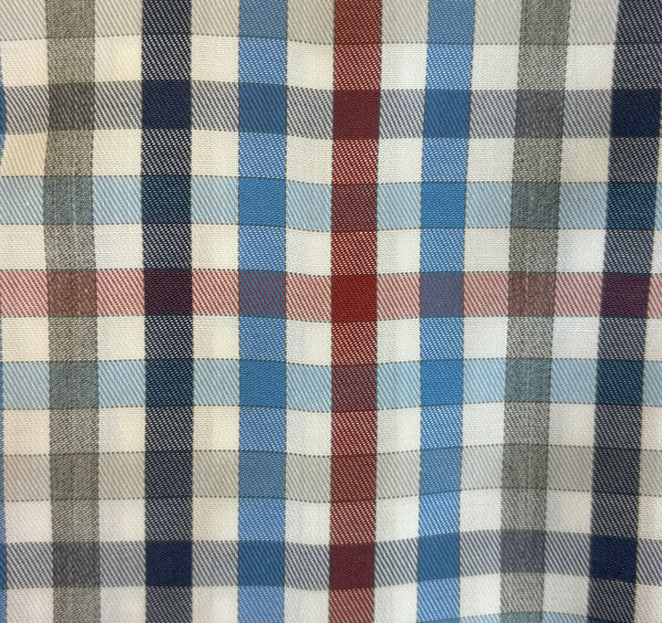 Leo Chevalier 100% Cotton No Iron Multi Blue Check Shirt