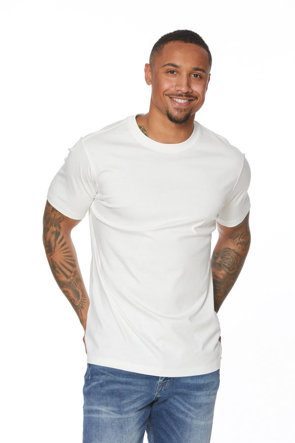 T-shirt à col rond Viyella en coton Pima uni (coupe plus serrée)