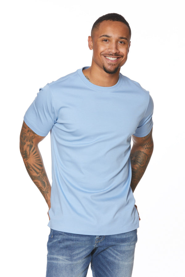 T-shirt à col rond Viyella en coton Pima uni (coupe plus serrée)