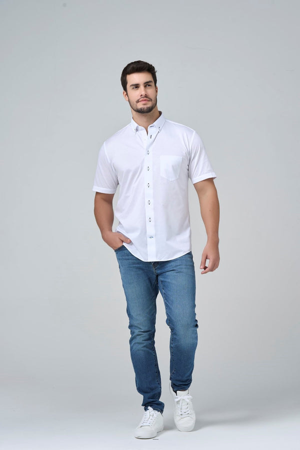 Solid Knit Button-Down Sport Shirt SS