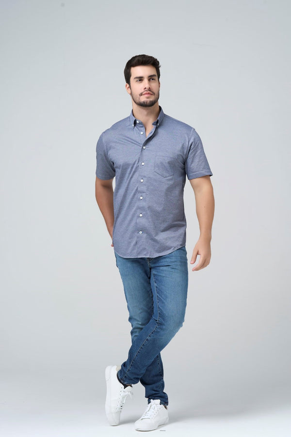 Solid Knit Button-Down Sport Shirt SS