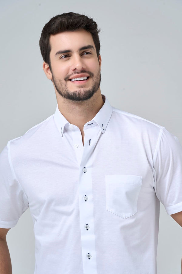 Solid Knit Button-Down Sport Shirt SS