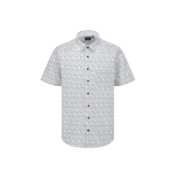 Chemise sport HBD grise à manches courtes et imprimé vagues, sans repassage