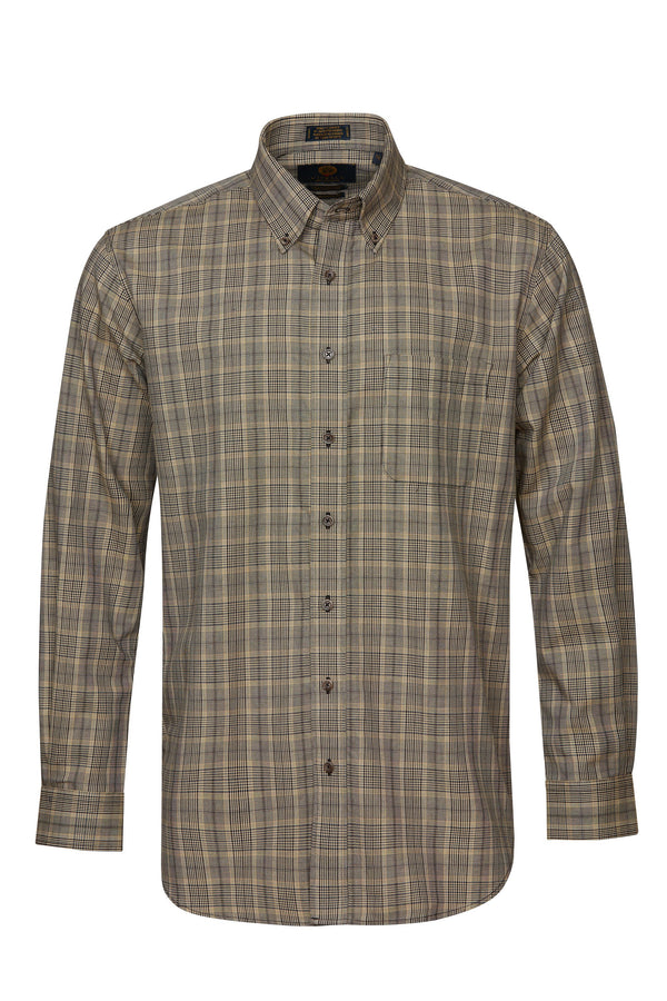 Viyella Taupe Green Made in Canada Plaid Shirt