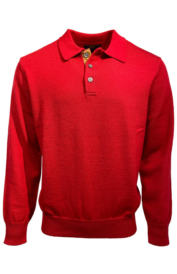 Viyella Baruffa Wool Basic Polo sweater with Sued Trim