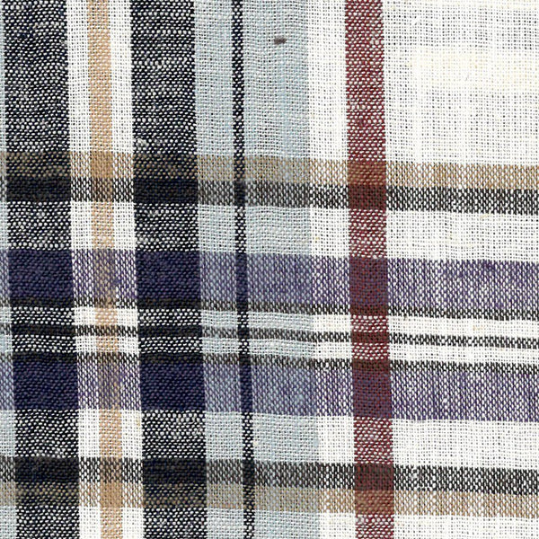 Chemise Viyella en mélange de coton et de lin marron et bleu fabriquée au Canada