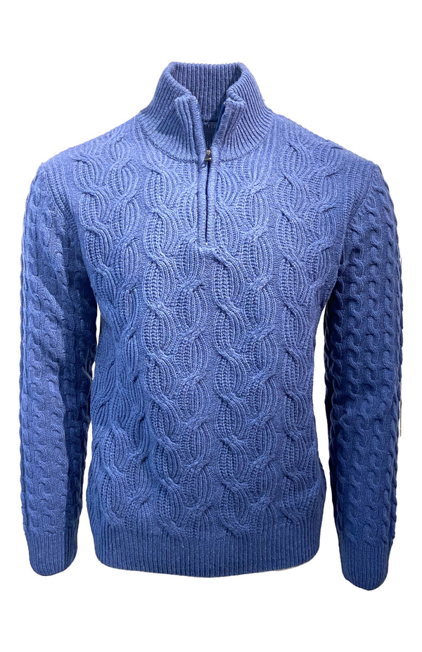 Viyella 1/4 zip avec pull en tricot de corde fabriqué en Italie