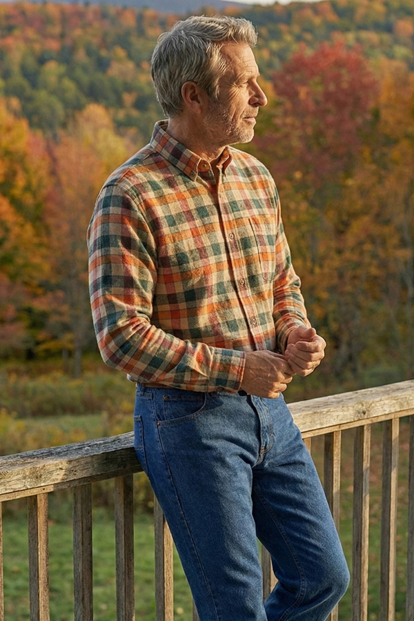 Viyella 1894 Viyella Classic Made in Canada Orange and Green Check Shirt