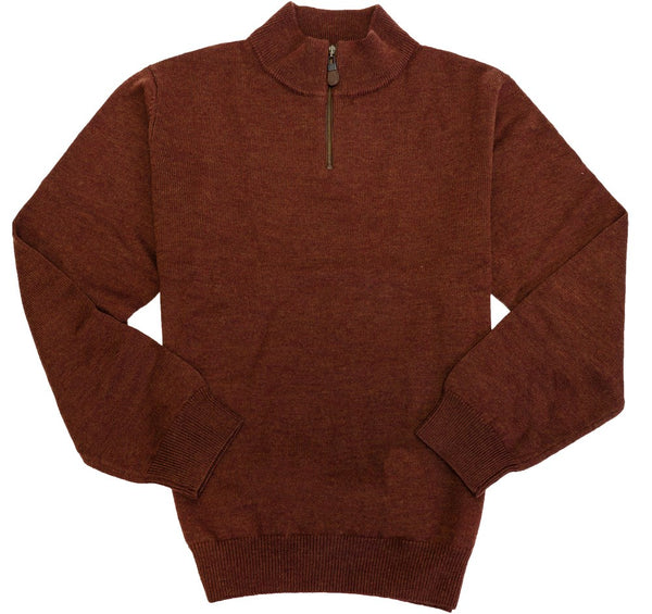 Viyella 1/4 Zip Baruffa Merino Wool Sweater with Leather Trim
