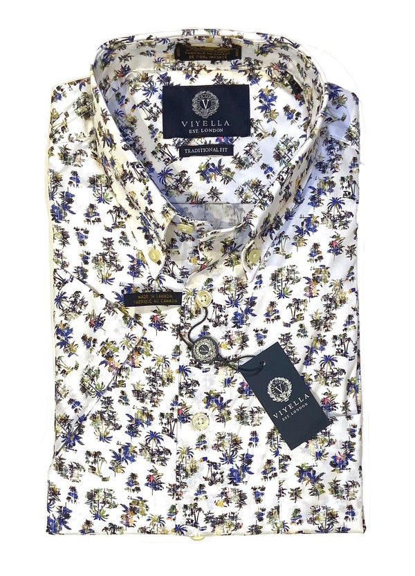 Viyella Made in Canada Chemise à manches courtes à imprimé White Island