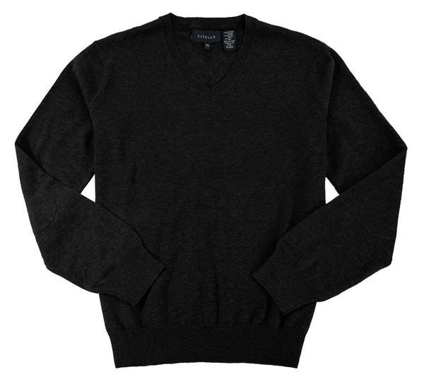 Pull à col en V et manches longues en mélange de soie Viyella