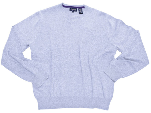 Pull à col en V et manches longues en mélange de soie Viyella