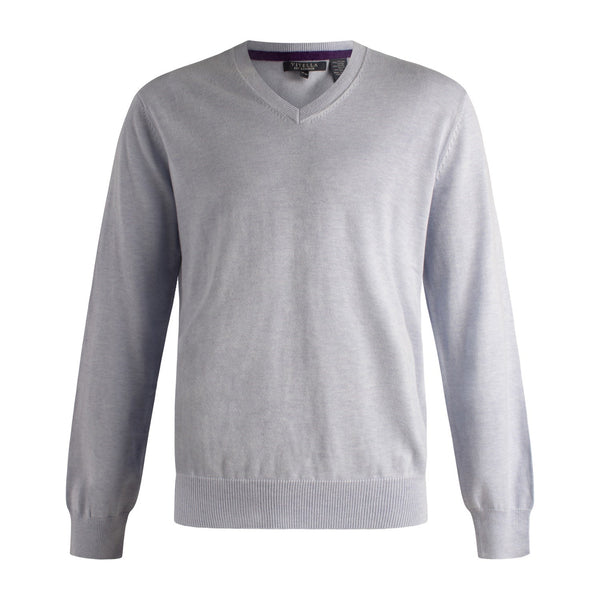 Pull à col en V et manches longues en mélange de soie Viyella