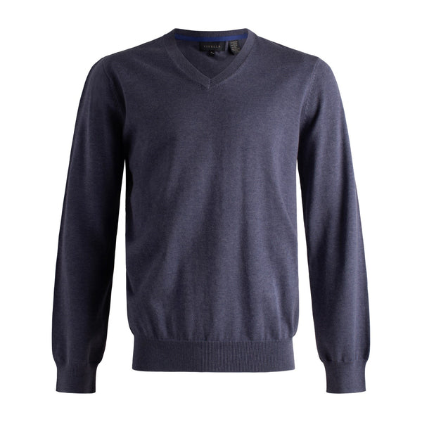 Pull à col en V et manches longues en mélange de soie Viyella