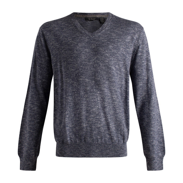 Pull à col en V et manches longues en mélange de soie Viyella