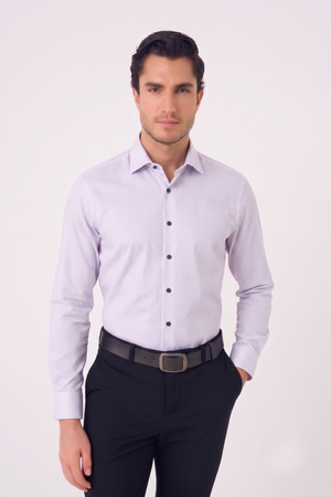 Leo Chevalier Fitted Mauve Dress Shirt with Stretch