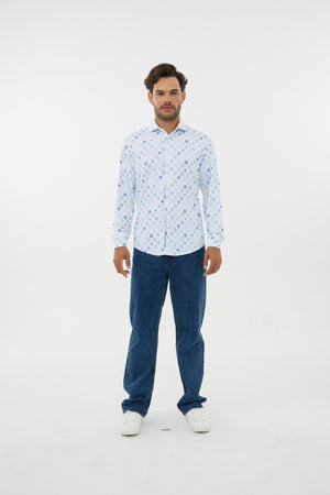 Chemise à manches longues en maille extensible pour homme