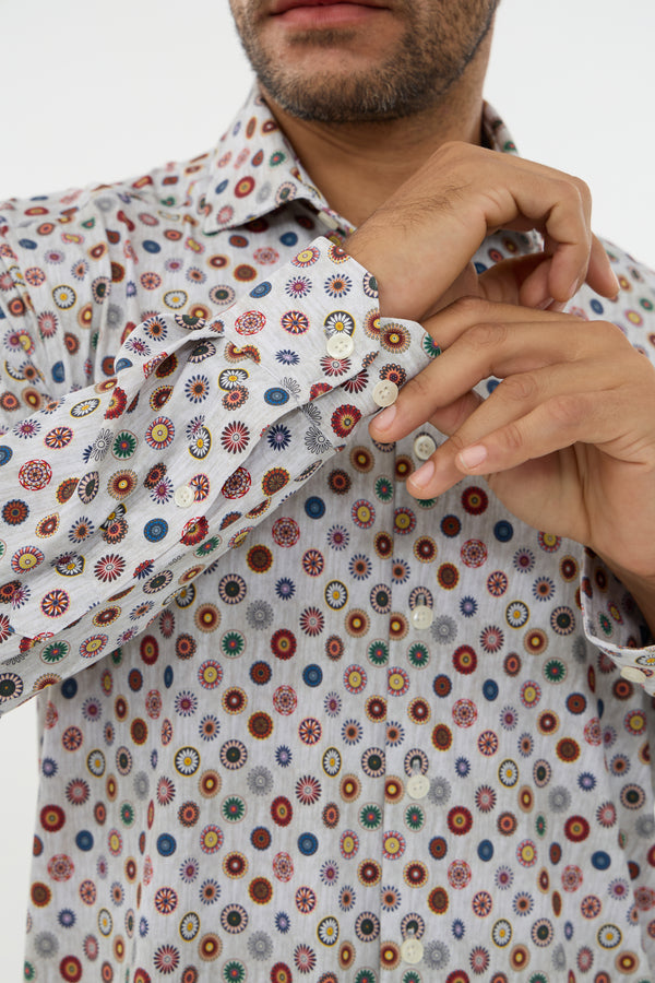 Leo Chevalier Iconic Stretch Multi Circle Print Shirt