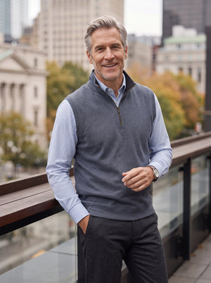 Leo Chevalier 1/4 Zip Textured Vest