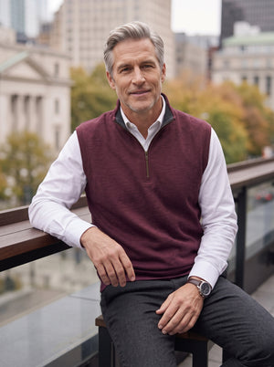 Leo Chevalier 1/4 Zip Textured Vest