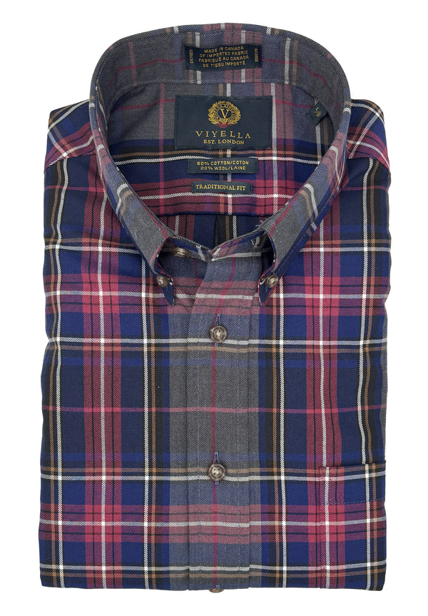 Viyella Charcoal Plaid Made in Canada Shirt