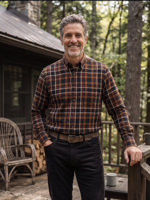 Viyella Made in Canada Brown and Black Plaid Shirt
