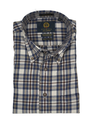 Viyella Made in Canada Grey and Navy Plaid Shirt