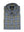A folded long-sleeve plaid button-down shirt by Viletta, featuring a light blue base with green and beige plaid stripes, displayed on a clean white background.