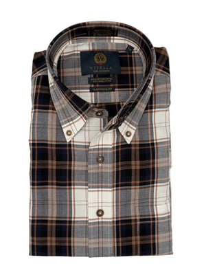 Viyella Made in Canada Brown and White Plaid Shirt